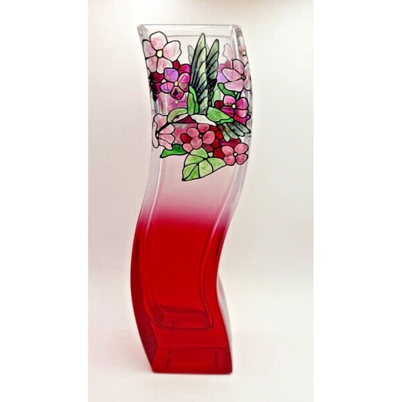 Joan Baker Designs Hand Painted Hummingbird Hydrangea Vase Used - Picture 3 of 12